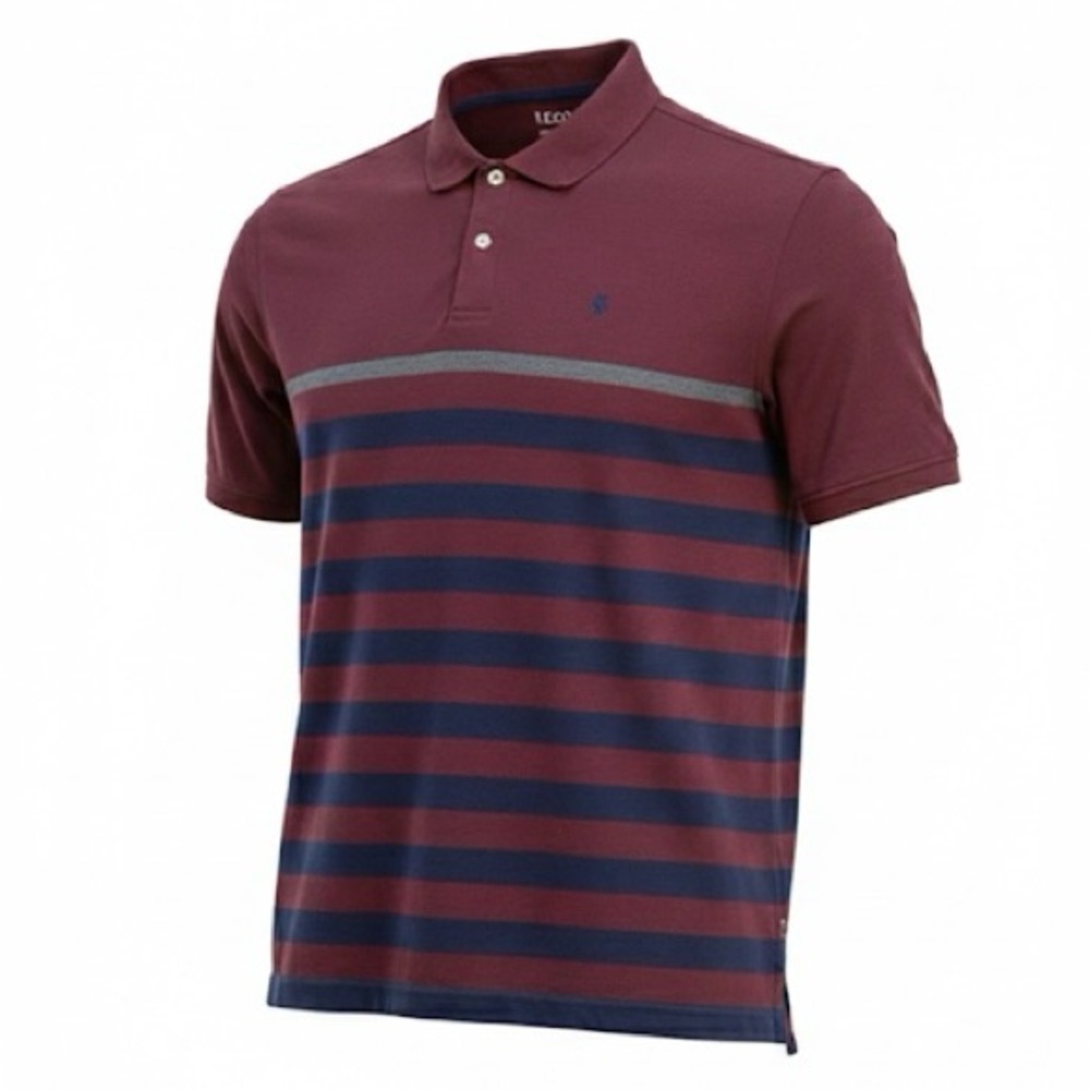 Izod NWT Men's Burgundy & Blue Striped Polo Golf Performance Shirt Size XXLarge